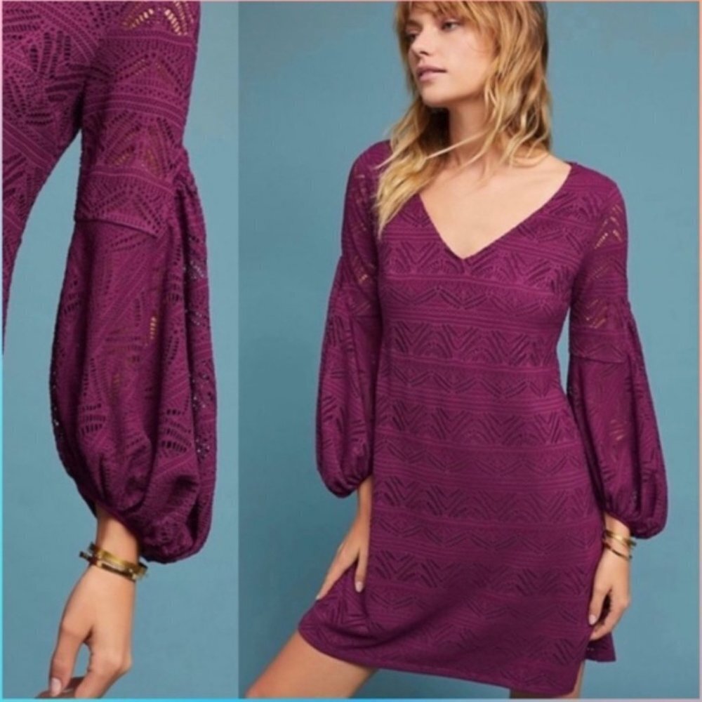 NWT New Anthropologie Maeve Laila Lace Purple Dress Size XS